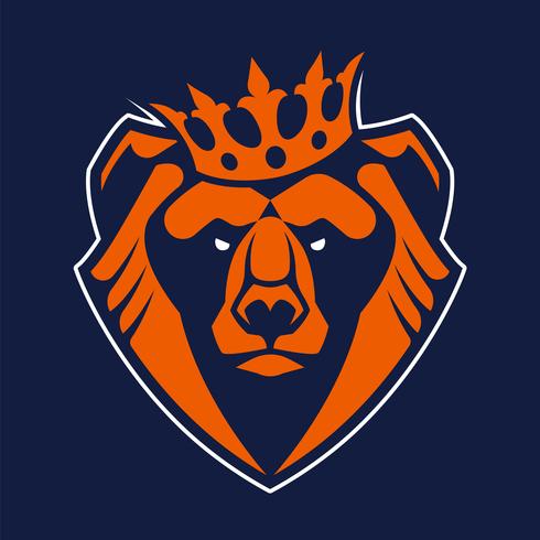 Bear in Crown Mascot Vector Icon