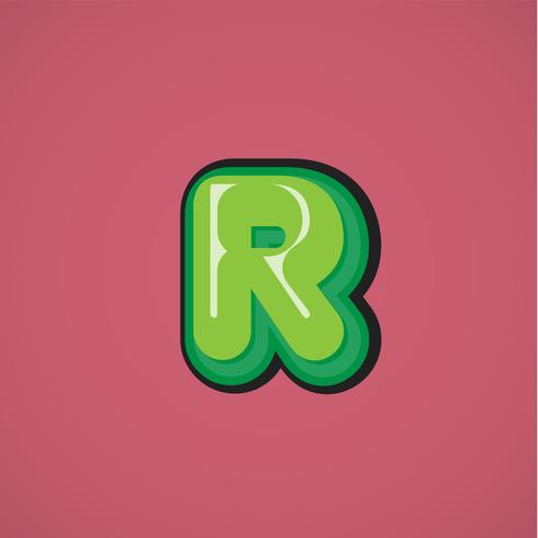 Green comic character from a fontset, vector illustration