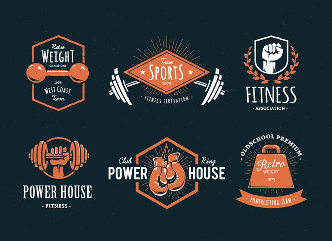 Emblemas de fitness retro vector