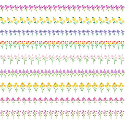 spring flowers border patterns vector