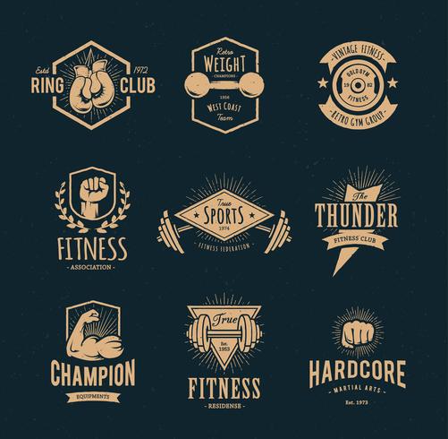 Emblemas de fitness retro vector