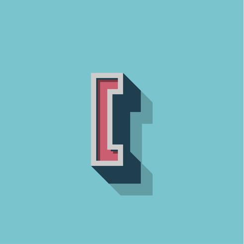 Retro 3D character from a fontset, vector illustration