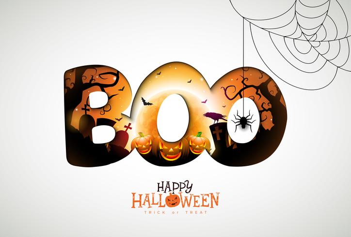 Boo, diseño feliz halloween vector