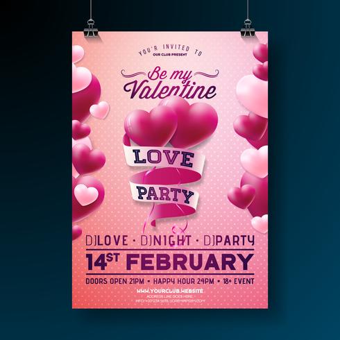 Valentines Day Party Flyer Design  vector
