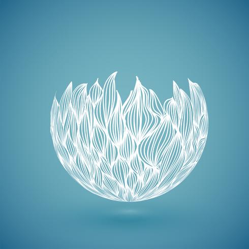 White abstract hand drawn globe, vector illustration