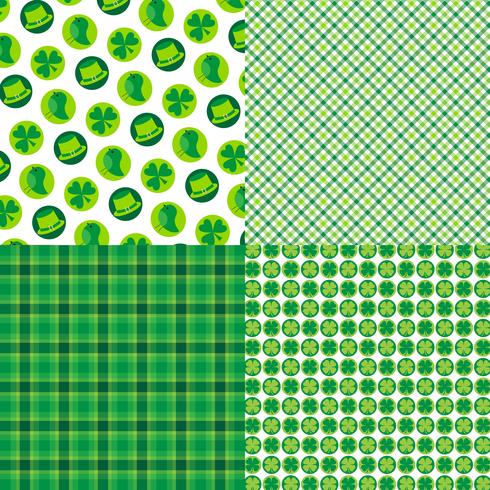 Día de San Patricio a cuadros y patrones vector