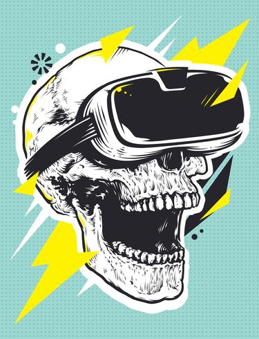 Skull in VR Glasses Pop Art vector