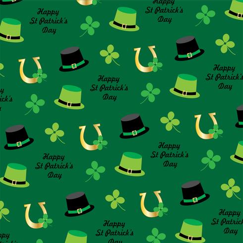 Patrón de sombrero y herradura del día de San Patricio en fondo verde vector