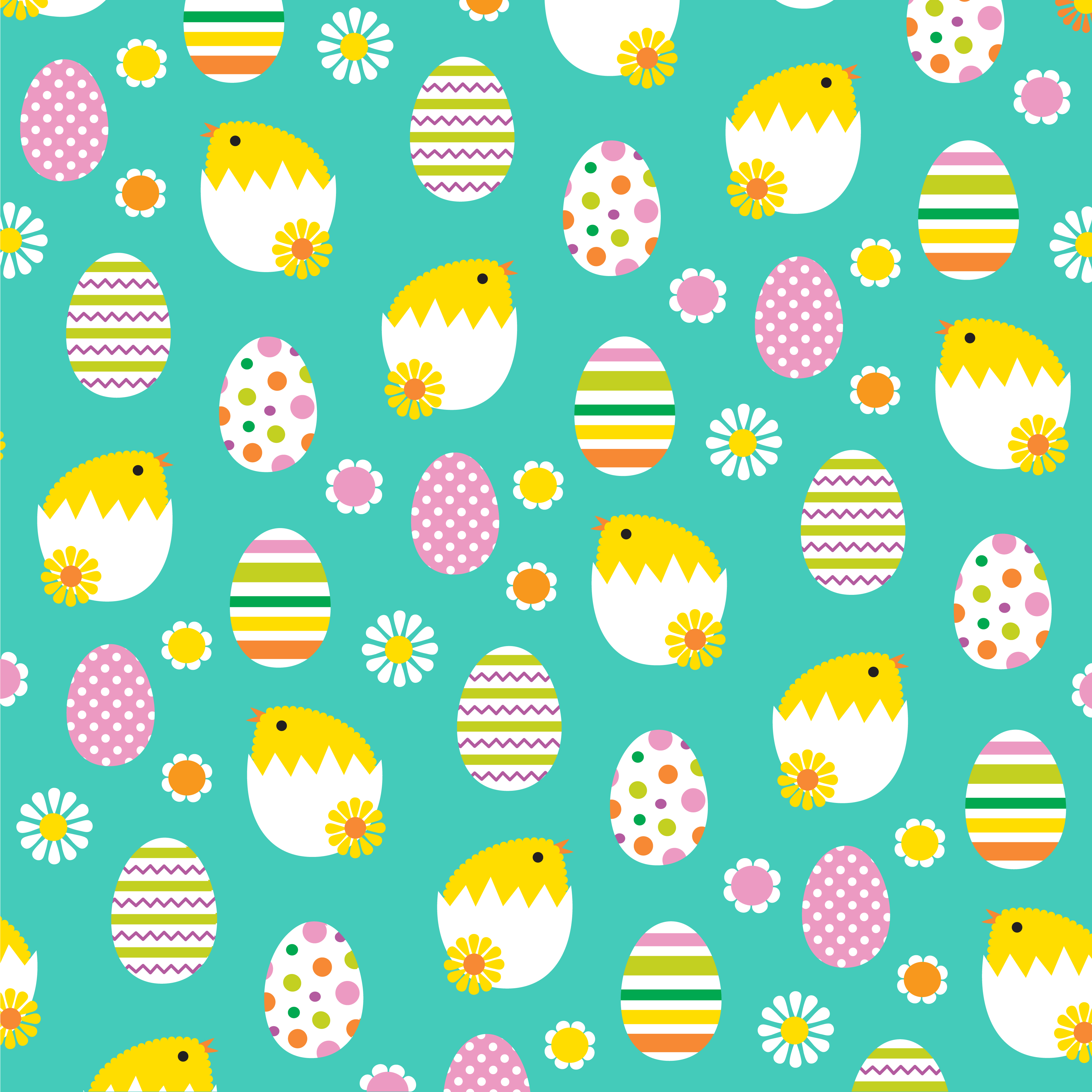 hatching Easter Chicks and eggs background pattern 335071 Vector Art at