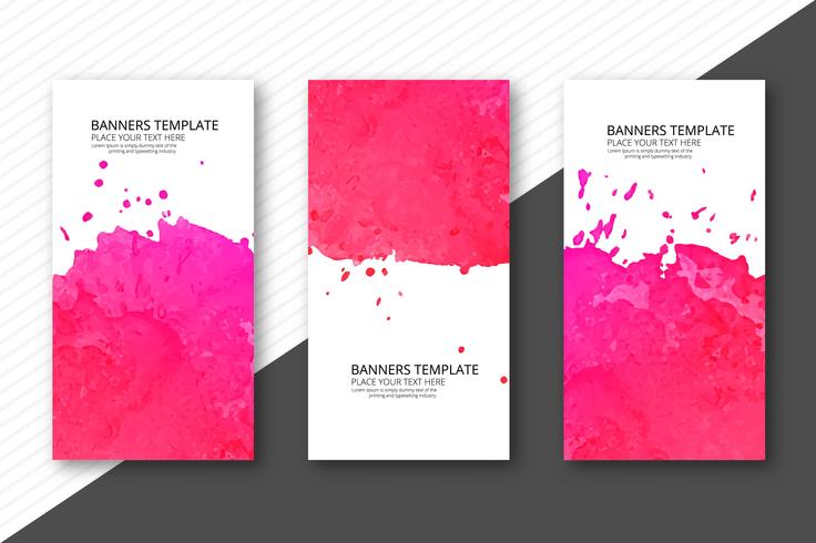 Colorful soft watercolor template banner set vector