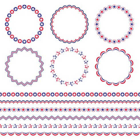  Red white and blue circle frames and borders vector