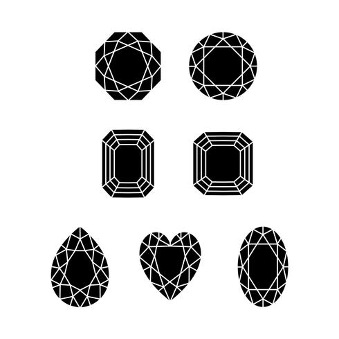 black silhouette gemstone shapes vector