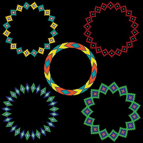 Native American Beaded Circle Frames vector