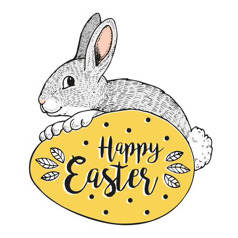 Happy Easter Bunny Banner.  vector