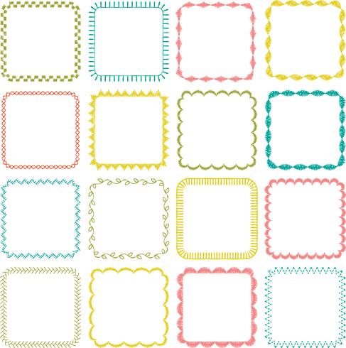  embroidered square frames vector