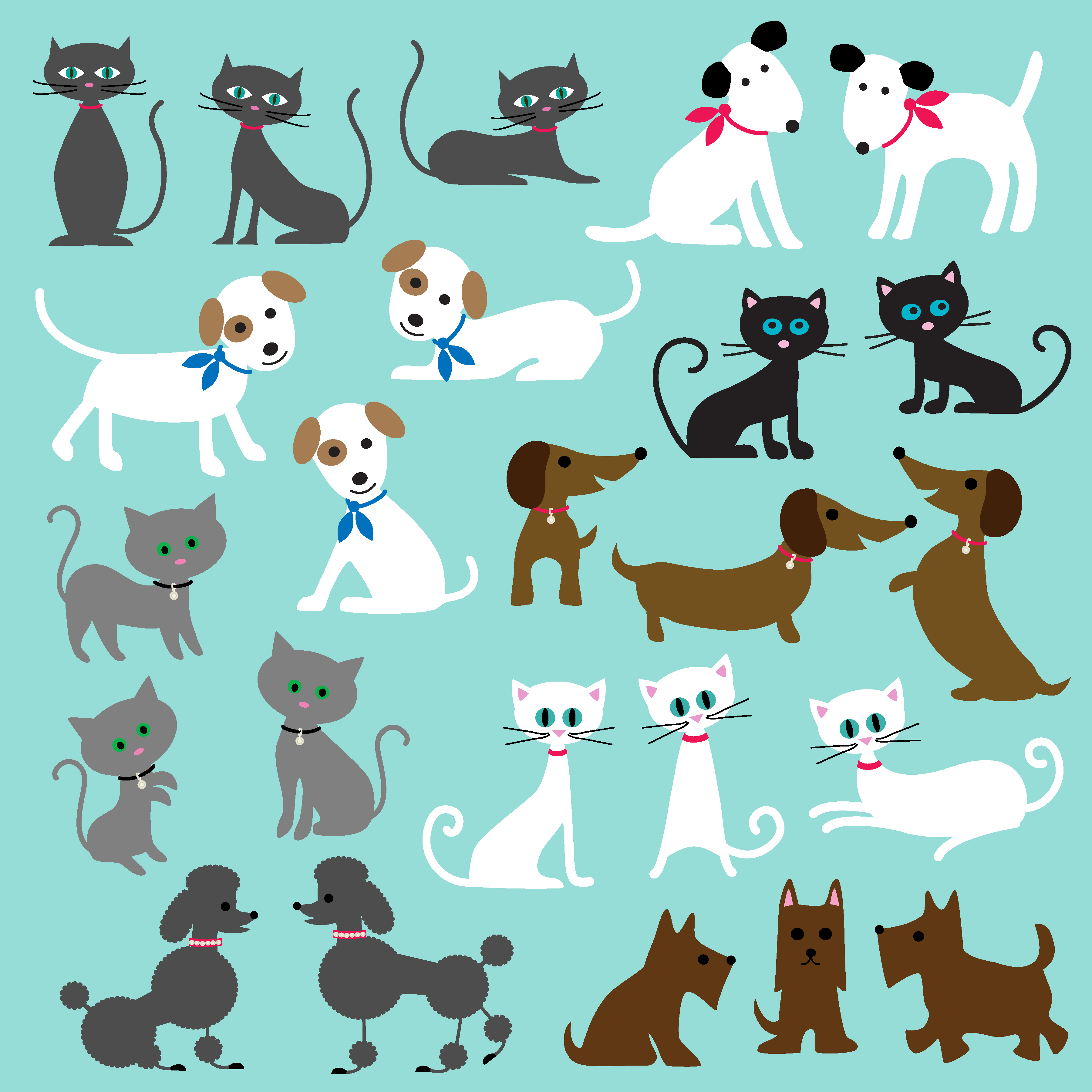 cats and dogs clipart 335235 Vector Art at Vecteezy