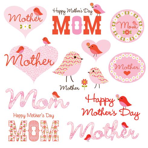 clipart del día de las madres con aves vector