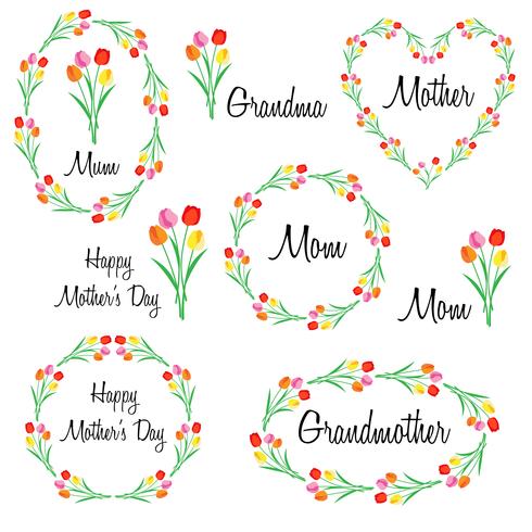 happy mothers day set with tulips vector