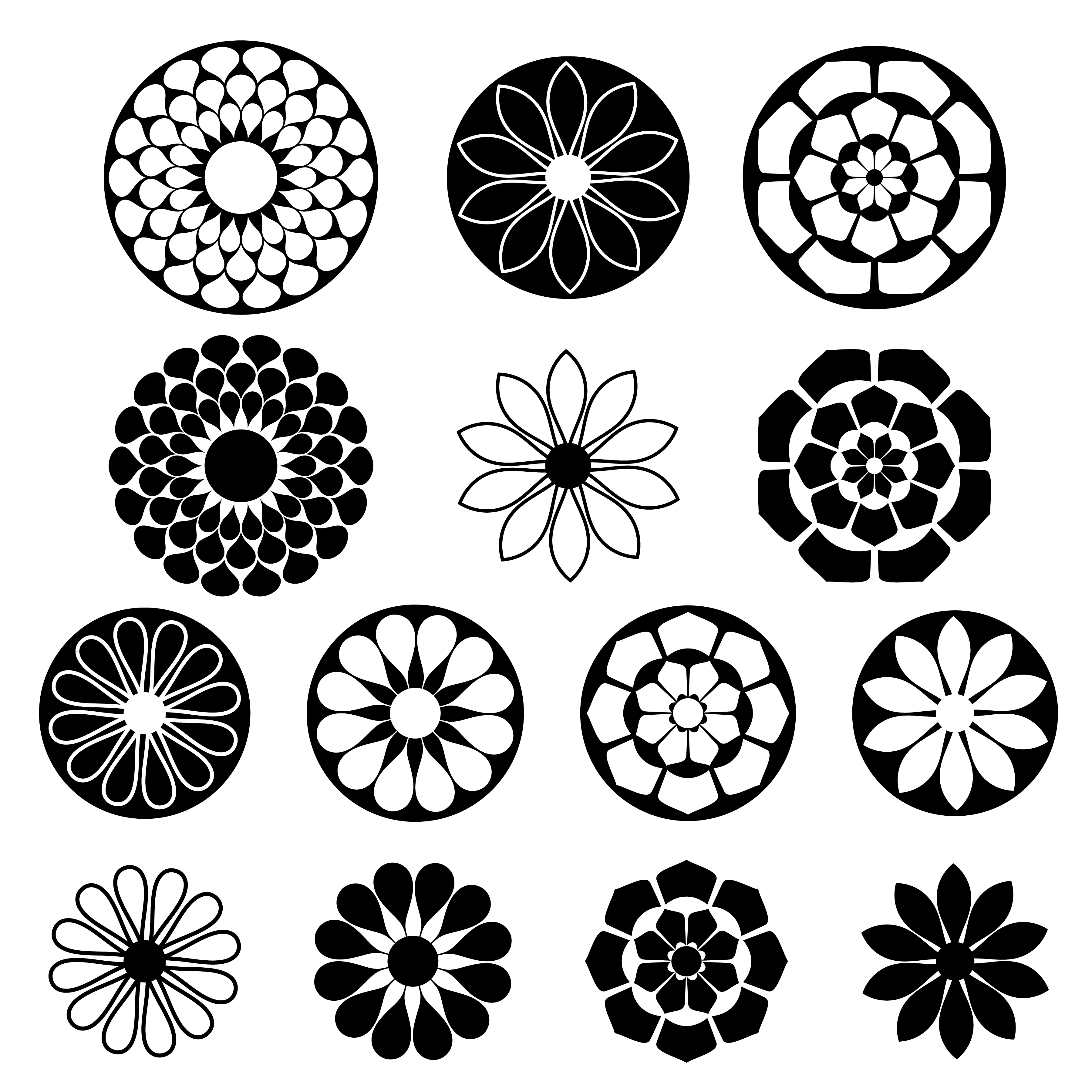 Download black silhouette flower shapes 335246 - Download Free ...