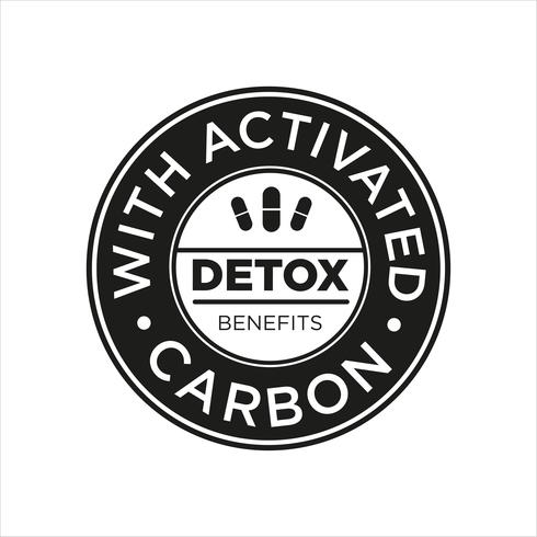 Whit Activated Carbon icon. Detox benefits. vector