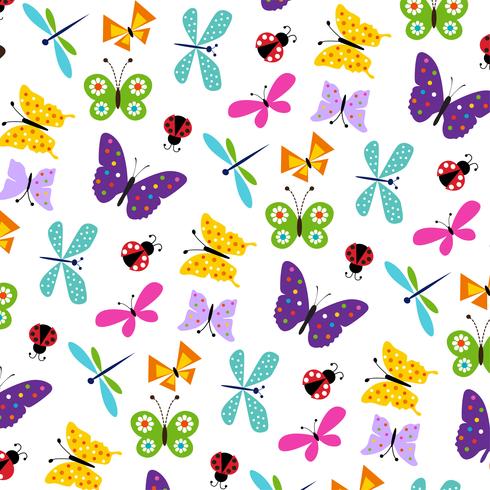 butterfly ladybug pattern vector