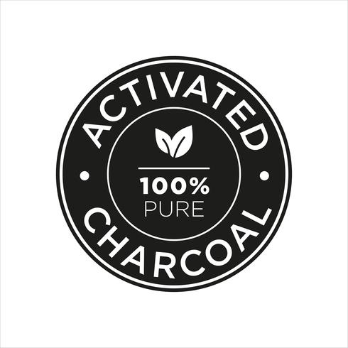 Icono de carbón activado. 100% puro. vector