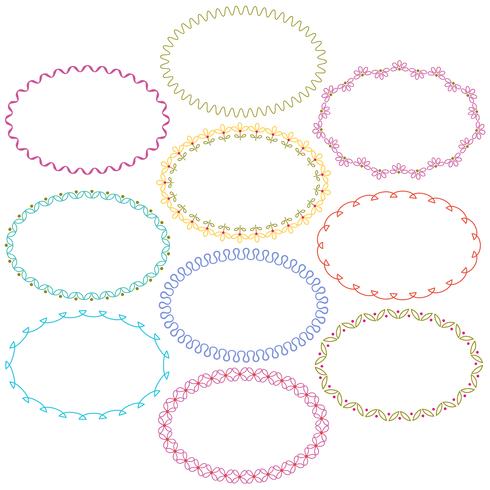 decorative embroidered oval frames vector
