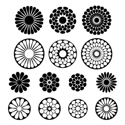 black vector flower shapes