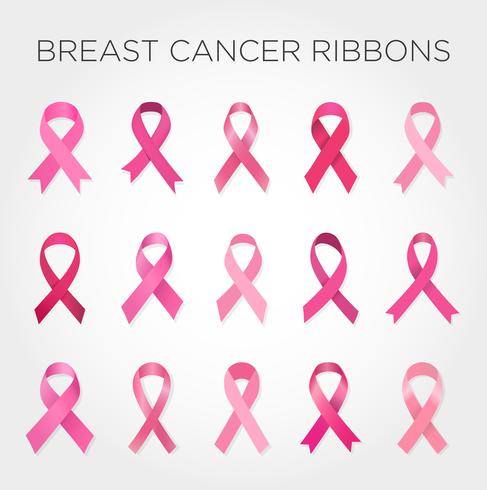 Conjunto de cintas de cáncer de mama. vector