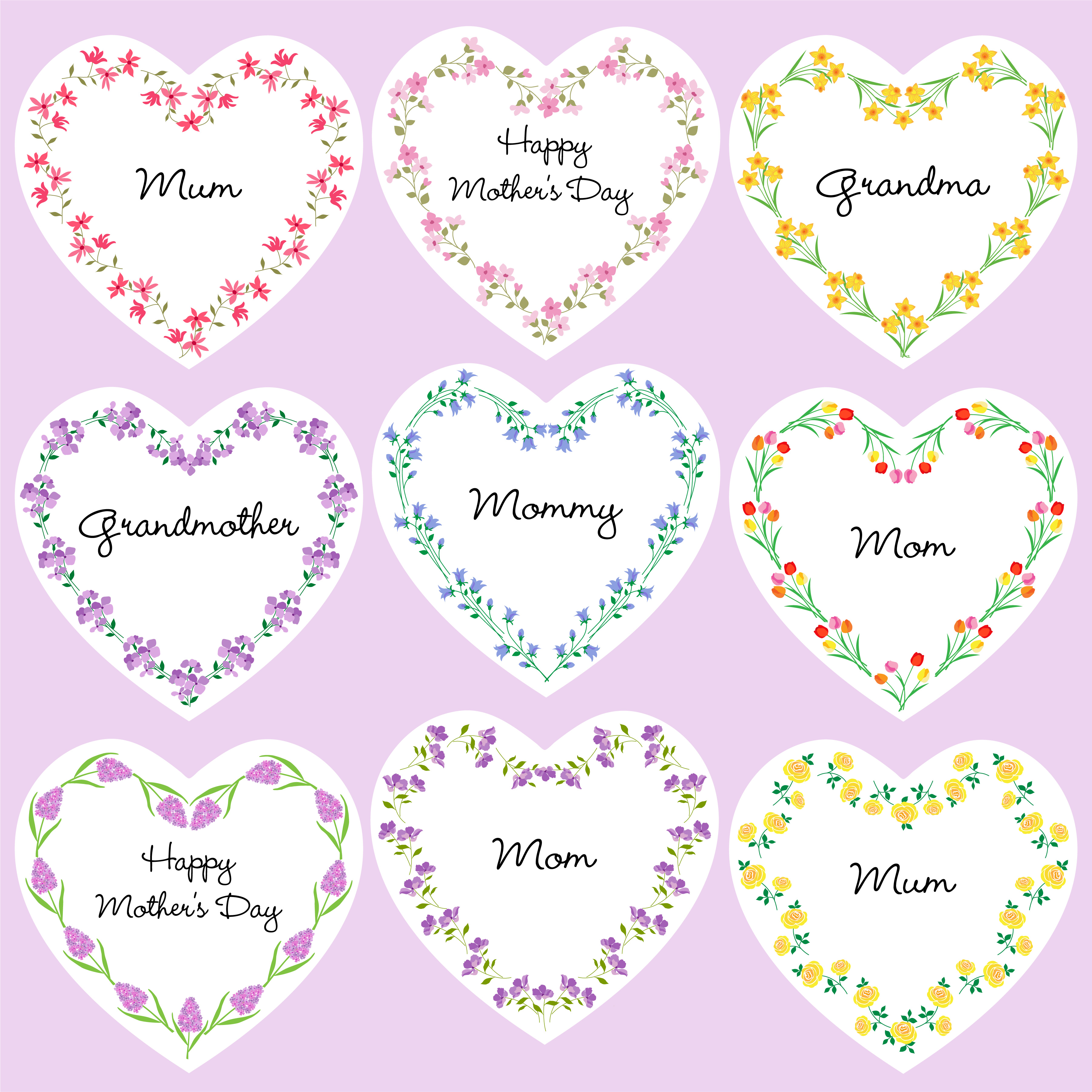 Download mothers day heart shaped frames 335272 Vector Art at Vecteezy