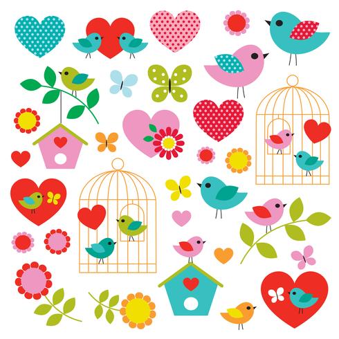 pájaro valentine clipart vector