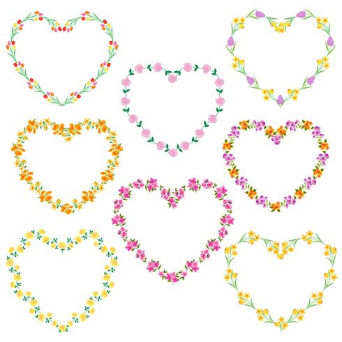 heart shaped flower frames vector