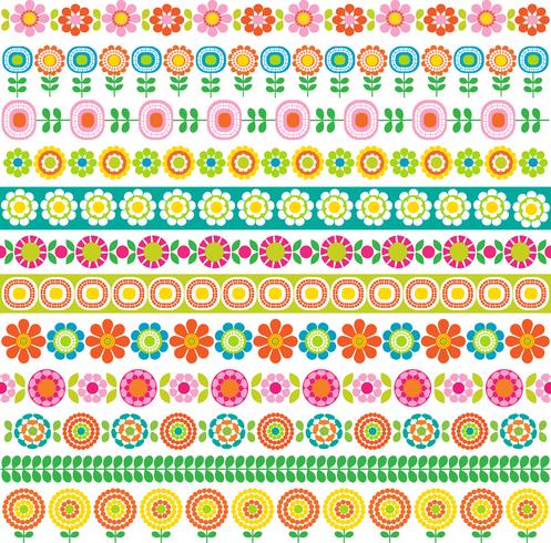 mod flower border patterns vector