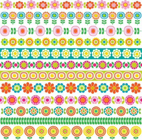 mod flower border patterns vector