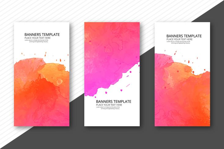 Abstract colorful watercolor banner set background vector