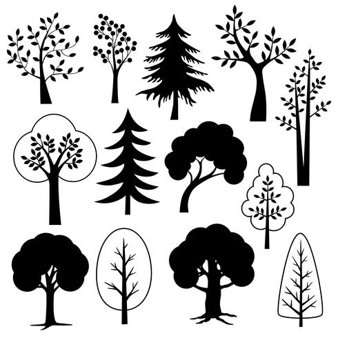  tree silhouettes vector