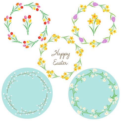 Printflower circle easter frames vector