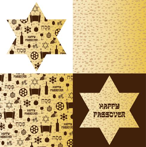 Passover pattern on matzoh background vector