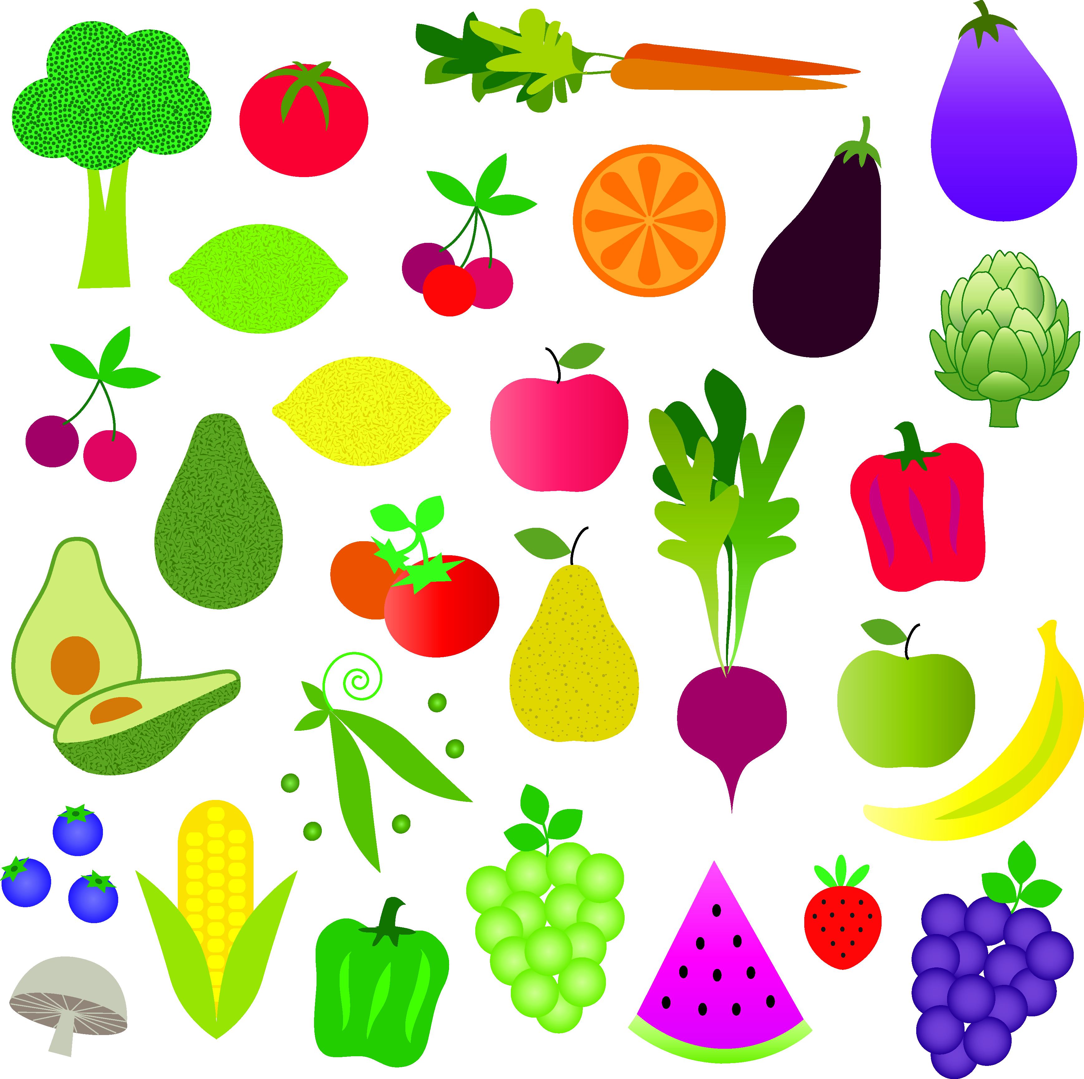 Fruit And Vegetable Clipart Graphics 335371 Vector Art At Vecteezy