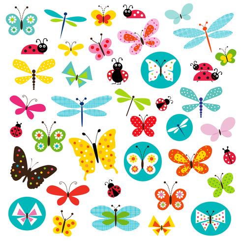 butterfly and ladybug clipart vector