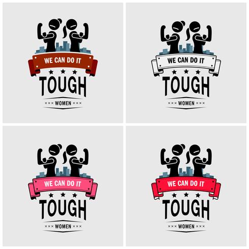 Tough girls or strong women logo design.  vector