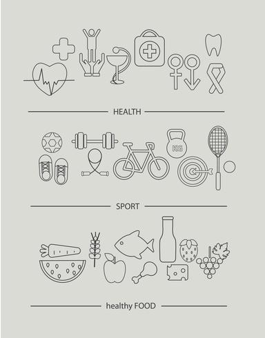Modern thin line icons set of health lifestyle vector