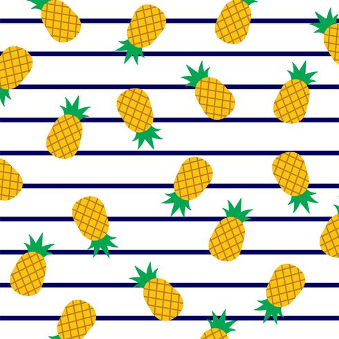  Pineapples on marine stripes.  vector