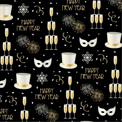 new years eve background pattern on black vector