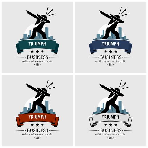 Successful businessman dabbing logo design.  vector