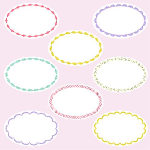 oval embroidered label frames vector