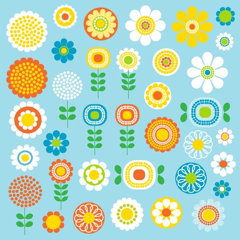 mod flowers graphic clipart vector