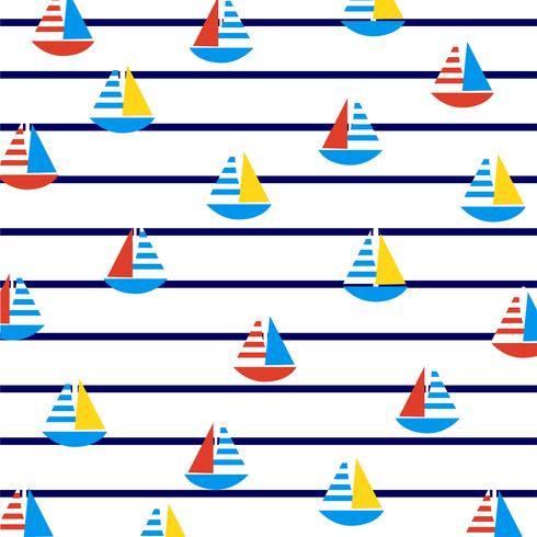 Sailboats on marine stripes.  vector