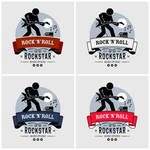 Rock and roll logo design.  vector