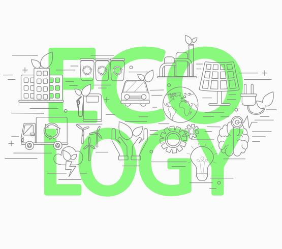 Line style concept of ecology. vector